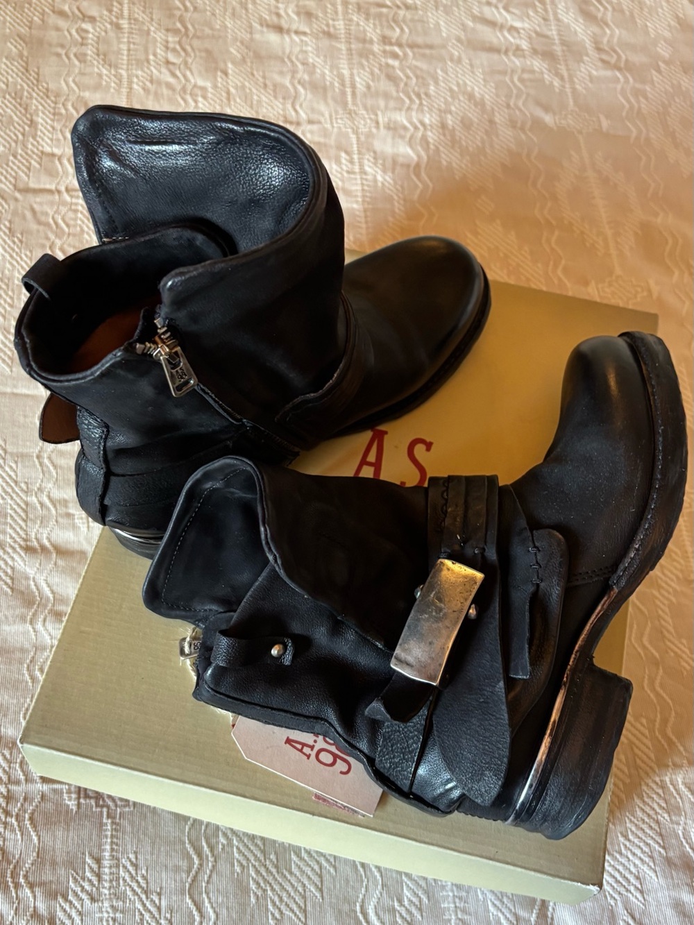 A.S.98 SEBASTIAN BLACK Nero MOTO BOOTS ~ EU 39 / US 8.5 NWT and BOX!!!
